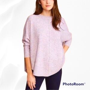 Lou & grey for loft marled lavender quarter sleeves stylish poncho sweater